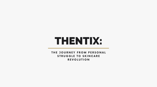 Thentix article on the journey to creating natural skincare products from personal struggles.