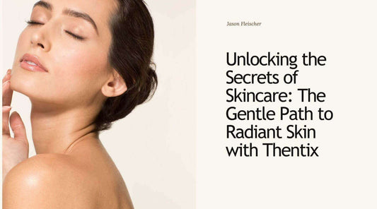 A woman with radiant skin demonstrating the benefits of gentle skincare products for glowing beauty.