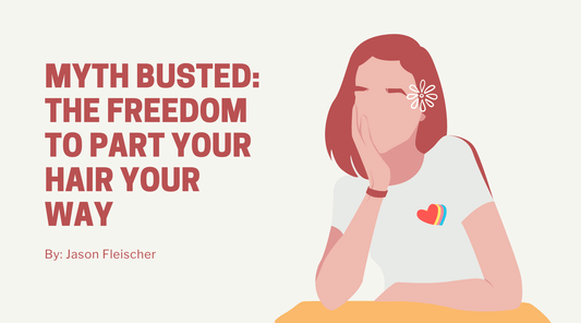 Myth Busted: The Freedom to Part Your Hair Your Way illustration highlighting how to part your hair.