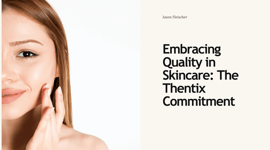 Woman showcasing her skin, representing quality skincare products from Thentix.